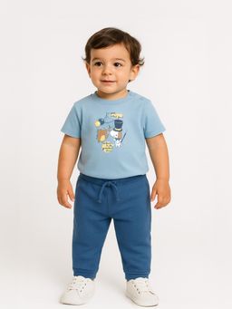 Nautinati - Blue Printed T-shirt and Pant for Infant Boys