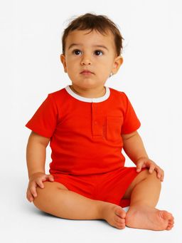 Nautinati - Cotton Red T-shirt and Shorts for Boys