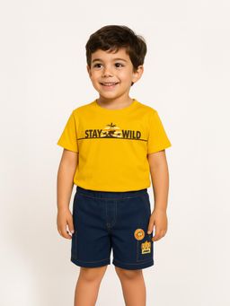 Nautinati - Printed Shirt and Denim Shorts for Boys