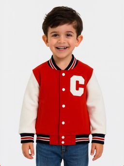 Nautinati - Colourblocked Red and White Bomber Jacket for Boys