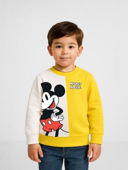 Nautinati - Yellow and White Mickey Mouse Print Sweatshirt for Boys