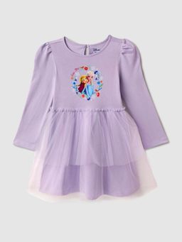 Nautinati - Lavender Frozen Print Partywear Dress for Girls