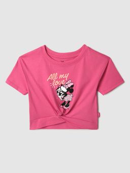 Nautinati - Cotton Pink Mickey Mouse T-shirt for Girls