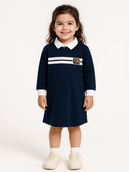 Nautinati - Navy Blue Minnie Mouse Sweatshirt Dress for Girls