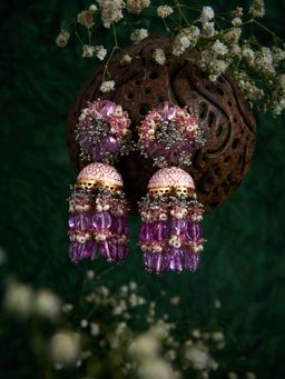House of D'oro - Contemporary Magenta Pink Stone Drop Jhumka
