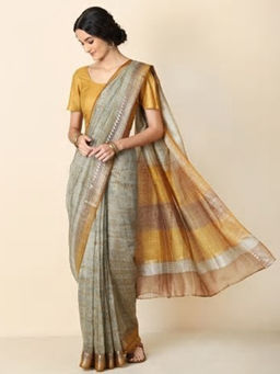 Fabindia - Linen Silk Printed Sari