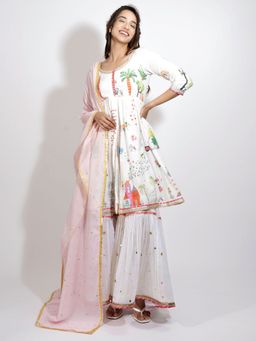 Blushing Couture by Shafali - Europe Kurta with Sharara (Set of 3)