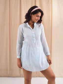 Blushing Couture by Shafali - Blue Pleated Shirt