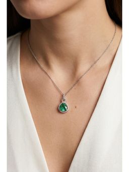 CARATIRO - Green 925 Sterling Silver Moissanite Studded Necklace