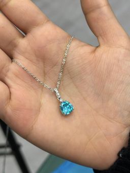 CARATIRO - Blue 925 Sterling Silver Antiqe Cut Auqa Diamond Pendant with Chain