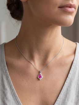 CARATIRO - 925 Sterling Silver Pink Sapphire Fancy Necklace