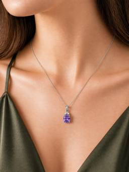 CARATIRO - Women 925 Sterling Silver Purple Moissanite Diamond Necklace
