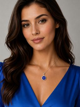 CARATIRO - Navy Blue Women 925 Sterling Silver Navy Blue Necklace
