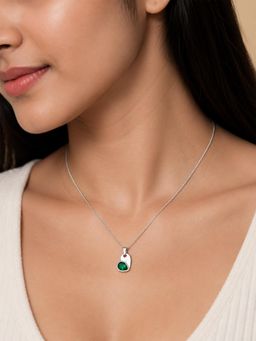 CARATIRO - 925 Sterling Silver Moissanite Green Stone Pendant Necklace