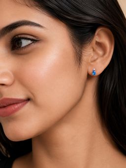 CARATIRO - 925 Sterling Silver Teardrop Blue Stud Earrings