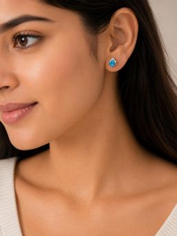 CARATIRO - 925 Sterling Silver Blue Princess-Cut Moissanite Stud Earrings