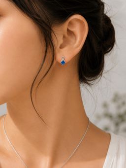 CARATIRO - 925 Sterling Silver Blue Square-Cut Stone Moissanite Stud Earrings