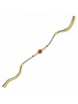 Indinoor - Rudraksh Yellow Blue Thread Rakhi