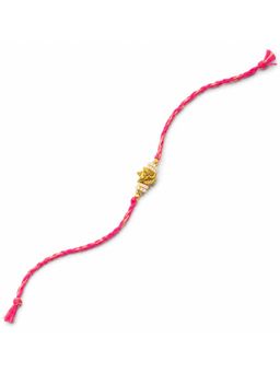 Indinoor - Pink Gold Ganesha Red Traditional Rakhi