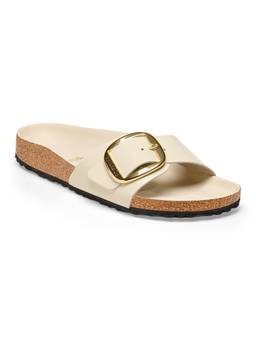 Birkenstock - Madrid Big Buckle Beige Natural Leather Patent Width Women One Strap Sandals