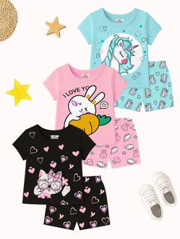Kuchipoo - Girls Kuc-Bsut-143 Multi-Color Printed T-shirt & Shorts