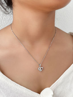 Silberry - 925 Sterling Silver Floating Heart Pendant Chain