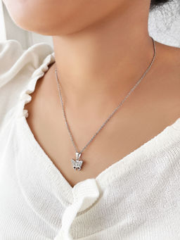 Silberry - 925 Sterling Silver Butterfly Wing Pendant Chain