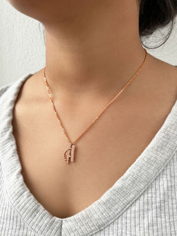 Silberry - 925 Sterling Silver Rose Gold Celestial Pendant Chain