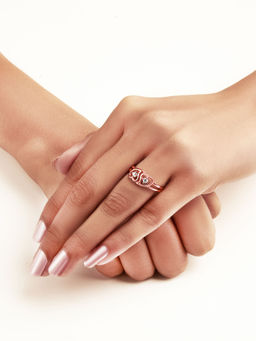 Silberry - 925 Sterling Silver Rose Gold Soulmate Adjustable Ring