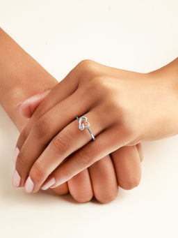 Silberry - 925 Sterling Silver Single Heart Adjustable Ring