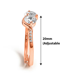 Silberry - 925 Sterling Silver Rose Gold Crystal Cuddle Adjustable Ring