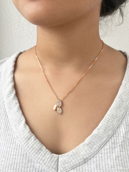 Silberry - 925 Sterling Silver Rose Gold Jasmine Pendant Set