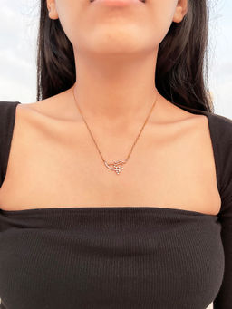 Silberry - 925 Sterling Silver Rose Gold Abstract Necklace Set