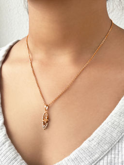 Silberry - 925 Sterling Silver Rose Gold Serene Pendant Set
