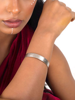 Teejh - Anushree Silver Oxidised Cuff Bracelet