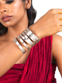 Teejh - Jayanti Silver Oxidised Cuff Bracelet