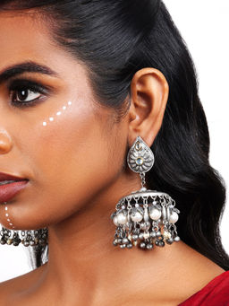 Teejh - Vidyarani Oxidised Jhumki Earrings