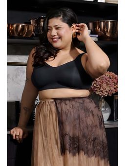 Krvvy - Black Plus Size Full Coverage Wireless Support Bra for Heavy Bust Everyday Wear