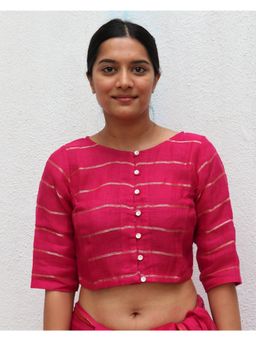 Chidiyaa - Everyday Beautiful Handwoven Stitched Blouse Rani Pink