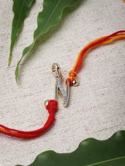 PANASH - Men Gold-Plated & Ad-Studded Alphabet N Rakhi