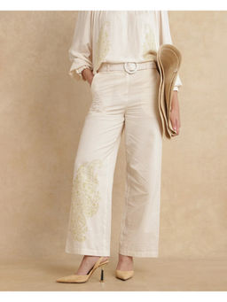 RAREISM - Ronavi-B Primary Beige Wide Ankle Length Trouser