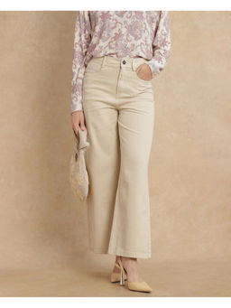 RAREISM - Ronob Primary Beige Wide Ankle Length Trouser