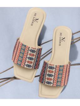 XE Looks - Chic Soft and Comfortable Casual Multicolor Printed Flats Slippers