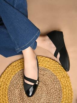 XE Looks - Classy and Alluring Shiny Wedge Heel Ballerinas