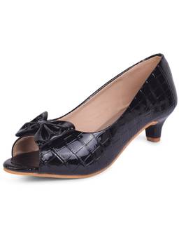 XE Looks - Classy and Poised Peep Toe Slip-On Cone Heeled Ballerinas
