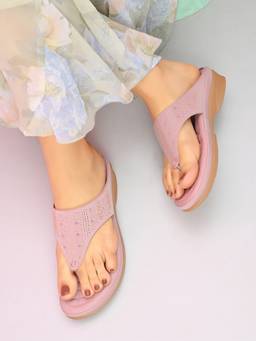 XE Looks - Elegant Slip-On Toe Loop Wedge Slippers
