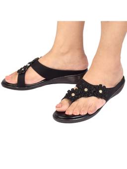 XE Looks - Flowery Design Versatile And Comfortable Soft Wedge Slippers