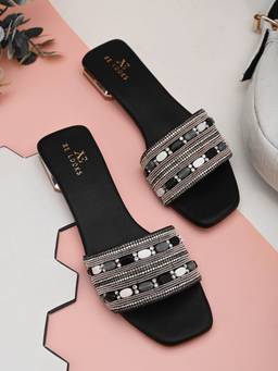 XE Looks - Elegant And Stylish Beaded Flat Slippers