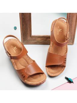 XE Looks - Tan Alluring and Elegant Comfortable Wedges
