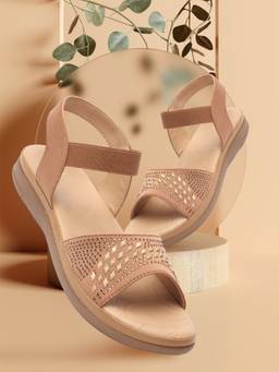 XE Looks - Beige Graceful and Modern Siroski Design Sandal